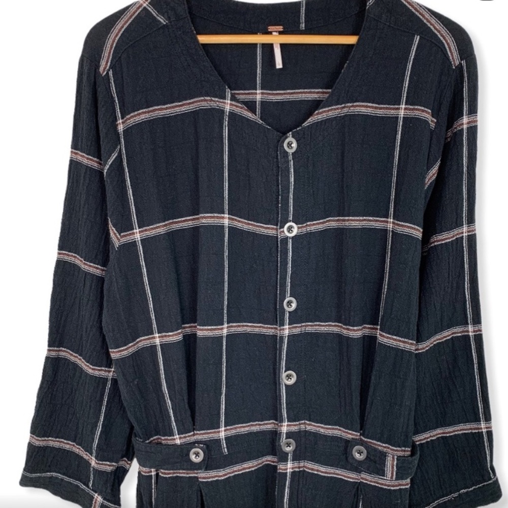 Free people keep it in checkered Sz large L jumpsuit with pockets as seen on TV - Picture 15 of 16